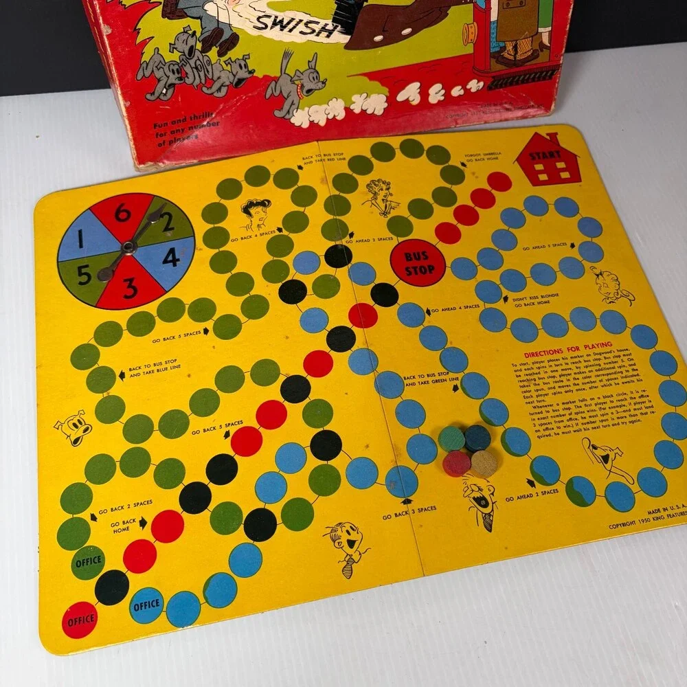Blondie and Dagwood's Race for the Office Game 1950 Board Game Cardboard Spinner